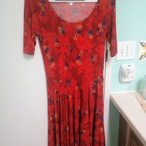 LuLaRoe Red "Nicole" Dress